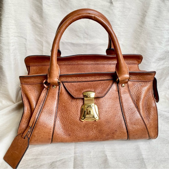 Vintage Ralph Lauren Caramel handbag old money gold hardware - Picture 14 of 14